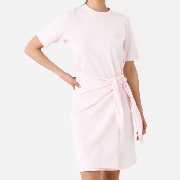 Vince light pink cotton side tie tee shirt dress - Picture 2 of 15